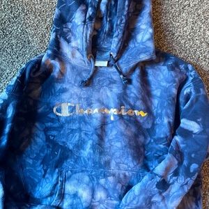 Large kids hoodie in great shape tissue blue with silver lettering